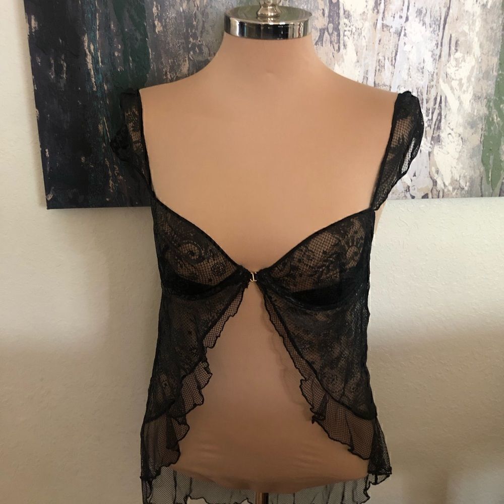 Vtg VICTORIA’S SECRET Very Sexy Lace Babydoll Mesh Lingerie Chemise Bra 36B